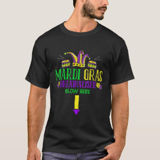 Breathalyzer Blow Here Mardi Gras Funny Masquerade T-Shirt