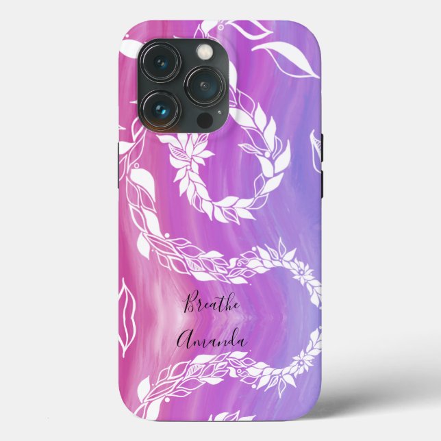 Breathe Abstract leaf design on pink background Case-Mate iPhone Case (Back)
