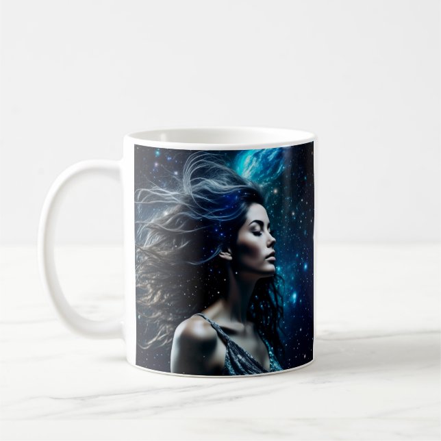 Breathe and Release | Beautiful Ethereal Woman Coffee Mug (Left)