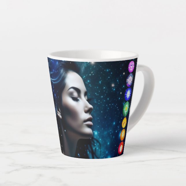 Breathe and Release | Beautiful Ethereal Woman Latte Mug (Right Angle)