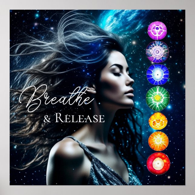 Breathe and Release | Beautiful Ethereal Woman Poster (Front)