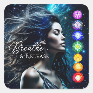 Breathe and Release Beautiful Ethereal Woman Square Sticker