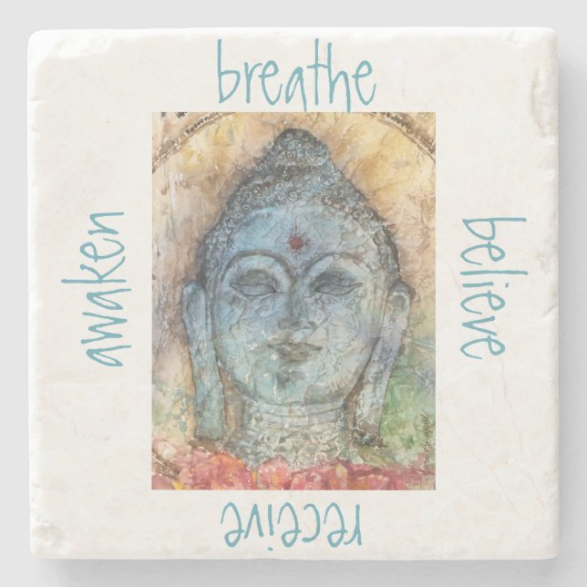 Breathe Awaken Buddha Stone Coaster (Front)