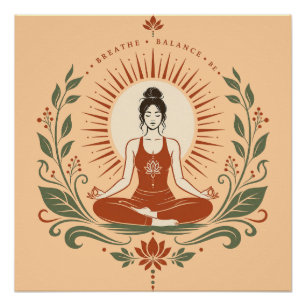 Breathe Balance Be Mindfulness Poster