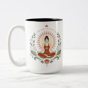 Breathe Balance Be Mindfulness Poster Two-Tone Coffee Mug