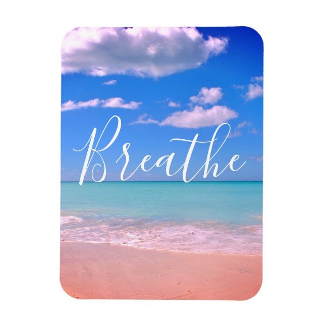 Breathe | Beachy, Ocean Motivational Magnet (Vertical)