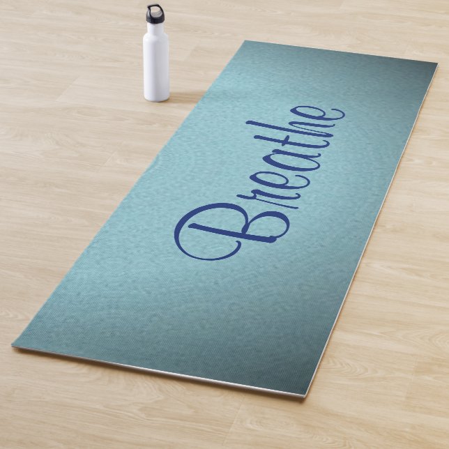 "Breathe" Beautiful Blue Tones Gradient Yoga Mat (In Situ)