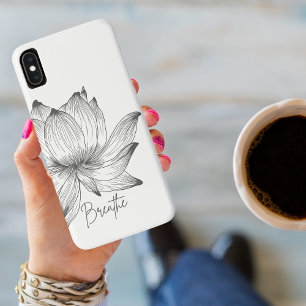 Breathe Black Lotus Flower White Mindfulness