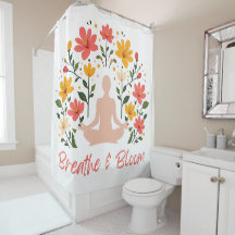 Breathe & Bloom Meditation Shower Curtain