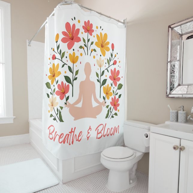 Breathe & Bloom Meditation Shower Curtain (In Situ)