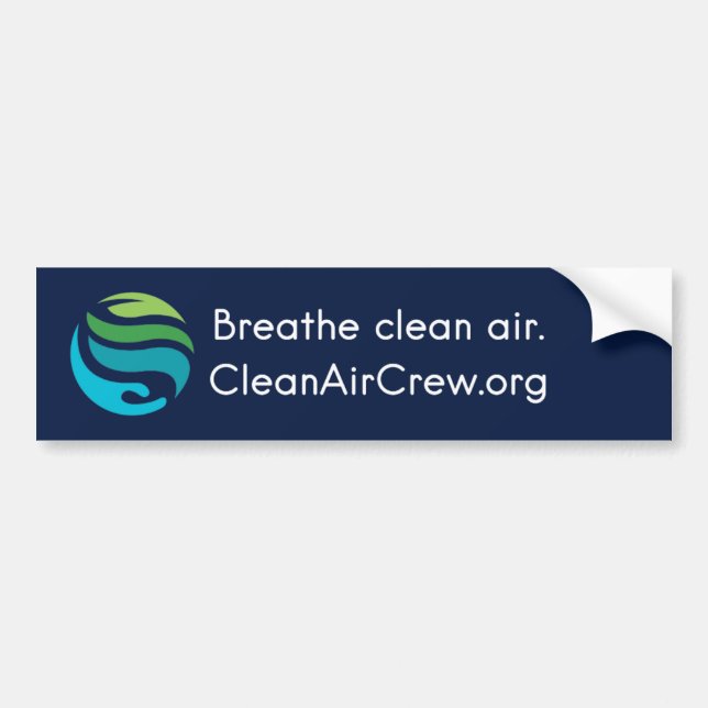 Breathe clean air. CleanAirCrew.org bumper sticker (Front)