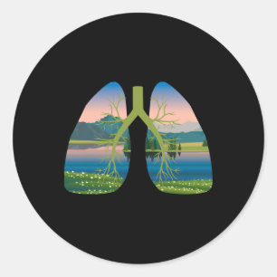 Breathe Clean Air Lungs Go Outside T Shirt Earth D Classic Round Sticker