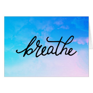 *~* BREATHE Clouds Sky Watercolor Turquoise White