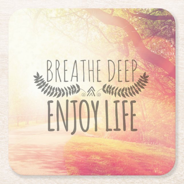 Breathe Deep Square Paper Coaster (Front)