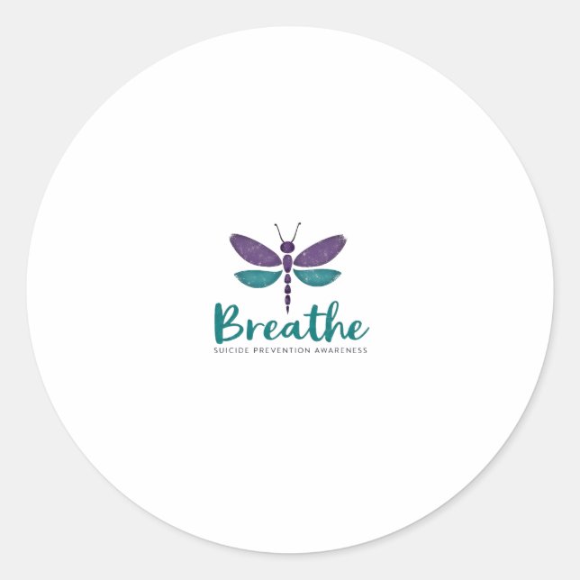 Breathe Dragonfly Suicide Prevention mental health Classic Round Sticker (Front)