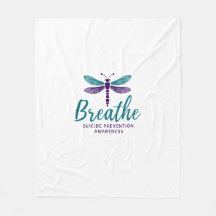 Breathe Dragonfly Suicide Prevention mental health Fleece Blanket