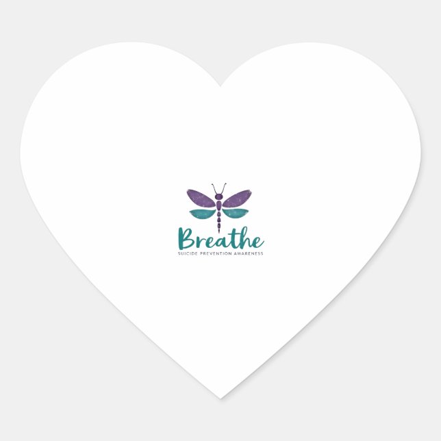Breathe Dragonfly Suicide Prevention mental health Heart Sticker (Front)