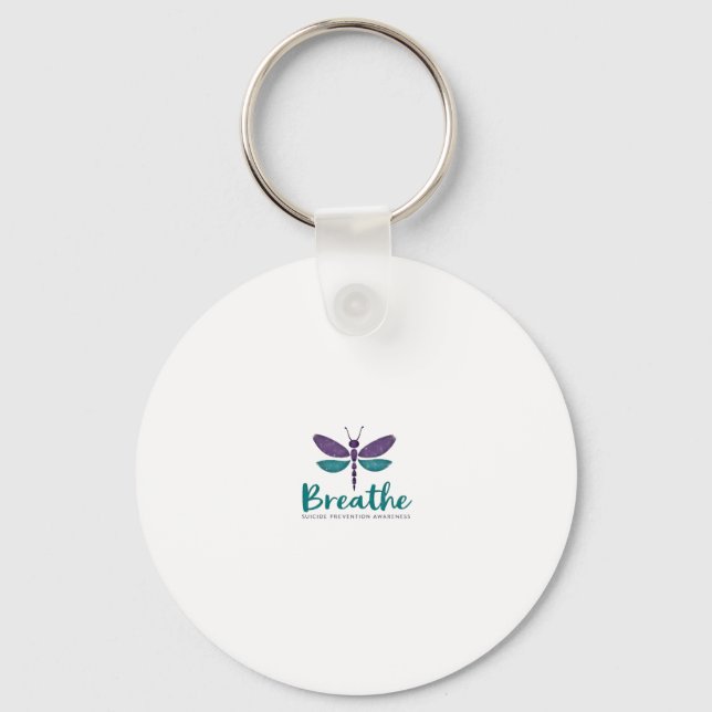 Breathe Dragonfly Suicide Prevention mental health Key Ring (Front)