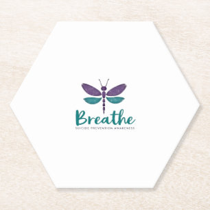 Breathe Dragonfly Suicide Prevention mental health Paper Coaster