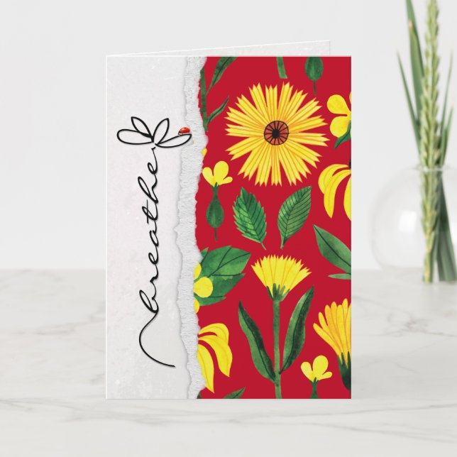 breathe friendship flower with lady bug card (Front)