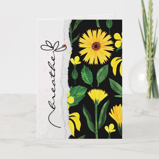 breathe friendship flower with lady bug card (Front)
