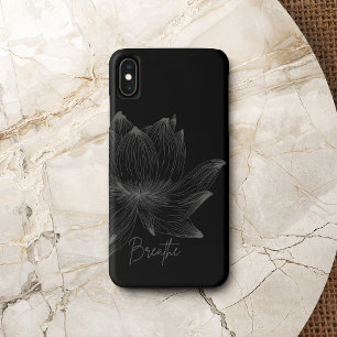 Breathe Grey Lotus Flower Black Mindfulness iPhone XS Max Case