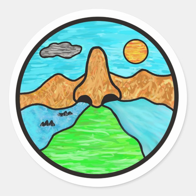 breathe in breathe out classic round sticker (Front)