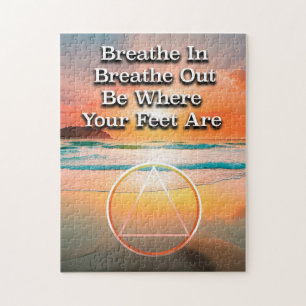 Breathe In Breathe Out Recovery Slogan Sunrise Jigsaw Puzzle