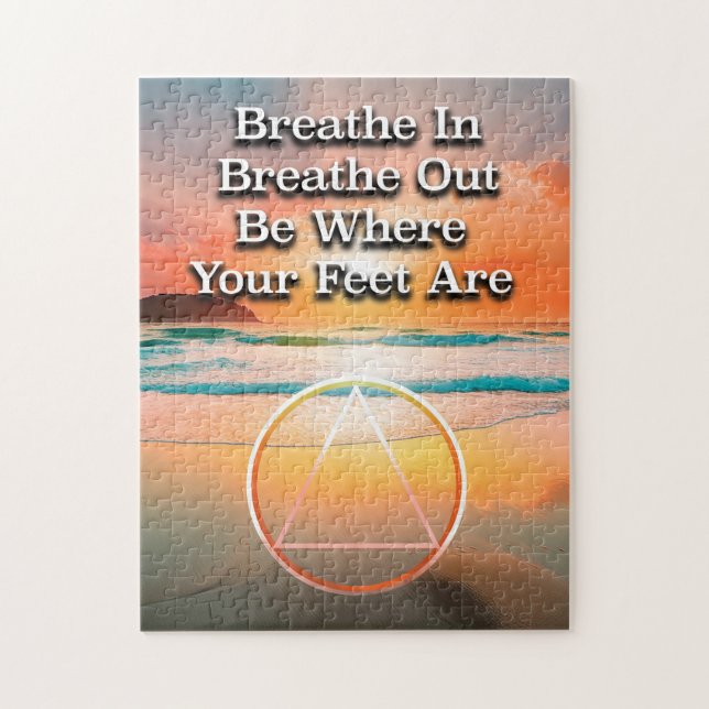Breathe In Breathe Out Recovery Slogan Sunrise Jigsaw Puzzle (Vertical)