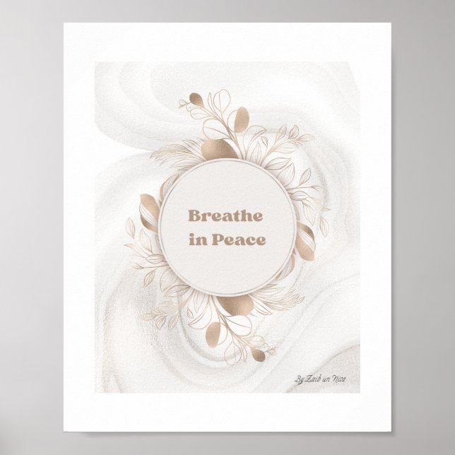 Breathe In Peace – Minimal Words Art Poster (Front)