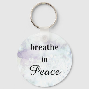 *~* Breathe in Peace  Teal Lavender Watercolor Key Ring
