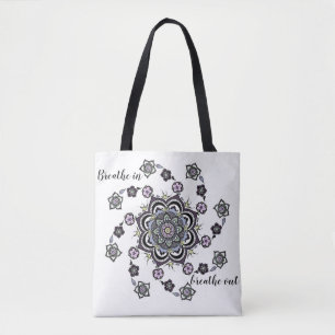 Breathe Modern spiral flower mandala Tote Bag