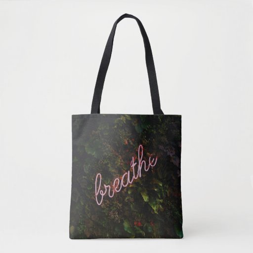 Image of Breathe Neon Nature Sign Tote Bag