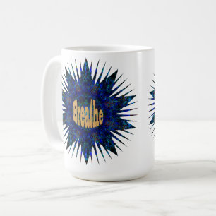 Breathe, On Blue Boho Star,   Coffee Mug