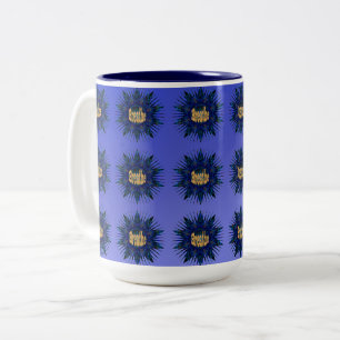 Breathe, On Blue Boho Star, Two-Tone Coffee Mug
