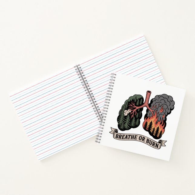 Breathe or Burn – Forest Fire Lungs Environmental  Notebook (Inside)