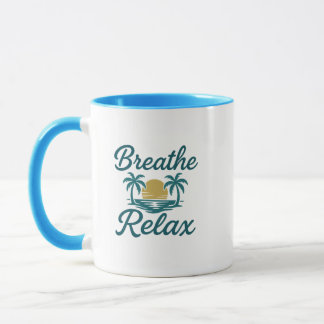 Breathe Relax Palm Sunset Mug
