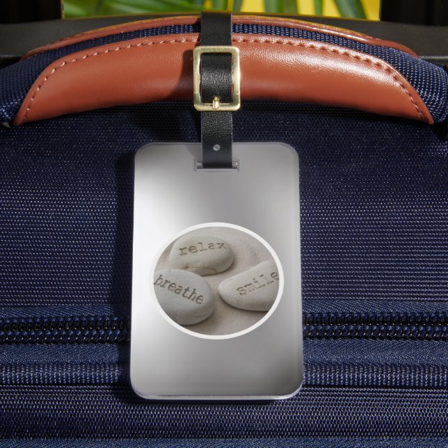 Breathe Relax Smile Luggage Tag (Front Insitu 2)