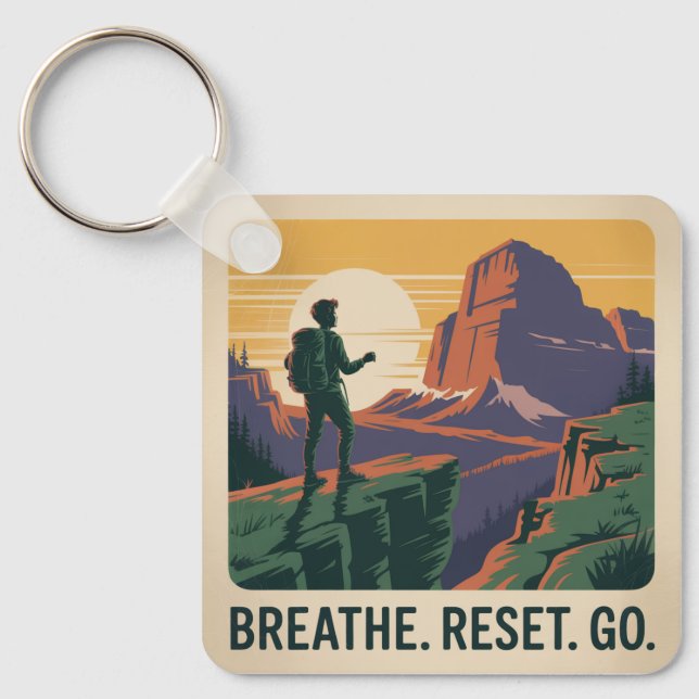 Breathe. Reset. Go. Key Ring (Front)