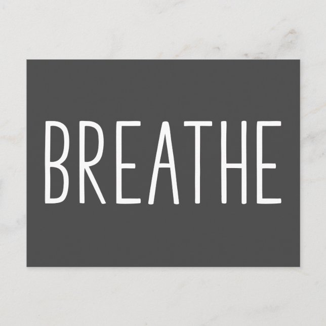 Breathe | Simple Motivational Quote Boho Black Postcard (Front)