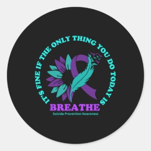 Breathe Suicide Prevention Awareness For Suicide P Classic Round Sticker