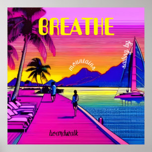 BREATHE - Sunset waterside scene. Editable. Poster
