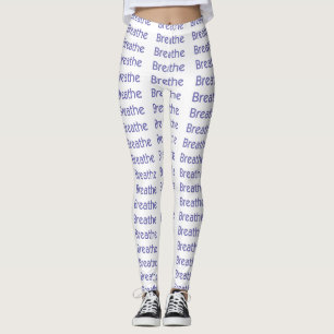 Breathe Yoga Pants, Purple on White Leggings