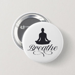 Breathe Yoga Pose Silhouette 6 Cm Round Badge