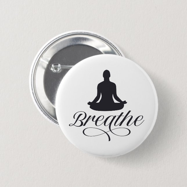 Breathe Yoga Pose Silhouette 6 Cm Round Badge (Front & Back)