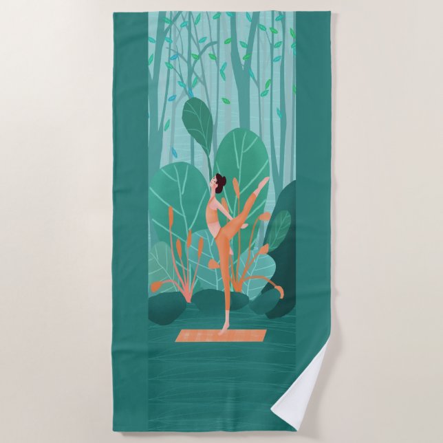 Breathe Yoga Super Yoga Girl Beach Towel (Front)