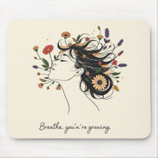 “Breathe, You’re Growing” Floral Mindfulness pad Mouse Mat