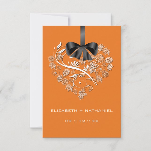 Breathless Heart RSVP Card - pumpkin (Front)