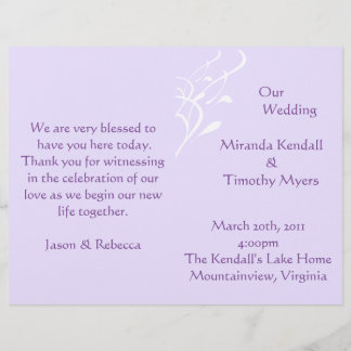 Breathless Lightly Lavendar Wedding Programs