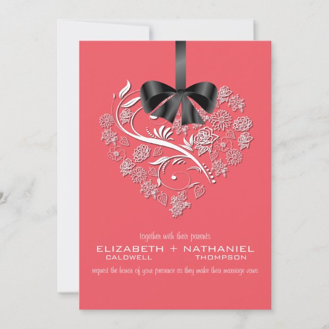 Breathless Wedding Invitation--coral Invitation (Front)